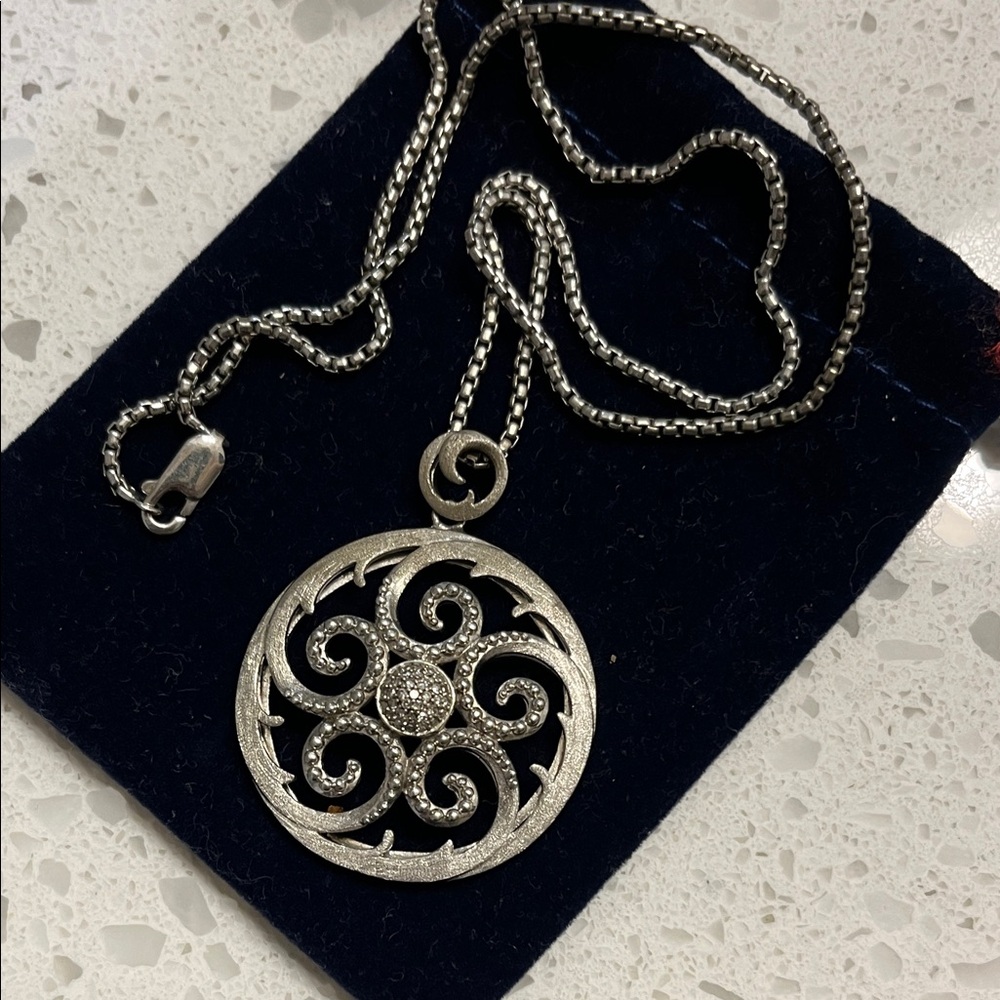 Silver Filigree Swirl Pendant Necklace - Women Jewelry